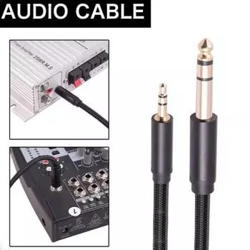 Стерео аудиокабель 3,5 мм - 6,35 мм Позолоченный интерфейс Стабильная передача Помехоустойчивый Универсальный стерео аудиокабель 2M чёрный