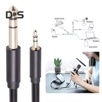 Стерео аудиокабель 3,5 мм - 6,35 мм Позолоченный интерфейс Стабильная передача Помехоустойчивый Универсальный стерео аудиокабель 2M чёрный