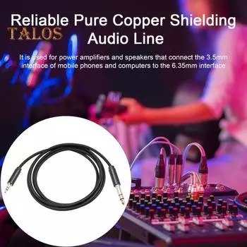 Стерео аудиокабель 3,5 мм - 6,35 мм Позолоченный интерфейс Стабильная передача Помехоустойчивый Универсальный стерео аудиокабель 2M чёрный