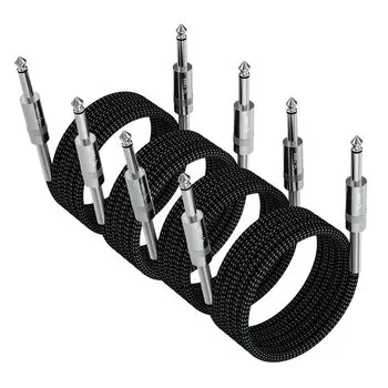 Стерео аудиокабель 6,35 мм на 6,35 мм, FIBBR Straight 14 Inch TS Audio Guitar Plug-in, электрогитара в нейлоновой оплетке, бас, усилитель, микшер, клавиатура,