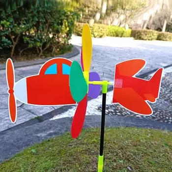 Стереоскопическая мультяшная ветряная мельница Цветной пластик Цветной традиционный квадрат Детские игрушки Молодая маленькая ветряная мельница One Size красный