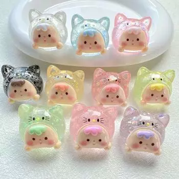 Стереоскопическая прозрачная пайетка в виде головы кошки-сестры своими руками из кремового клея для прямой трансляции, брелок-подвеска для сумки