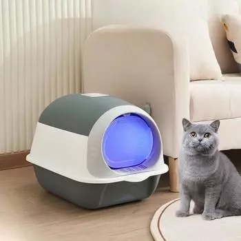 Стерилизованная УФ-излучением песочница, большой вместительный кошачий туалет, полностью закрытый кошачий туалет, удаление запаха, съемный кошачий туалет