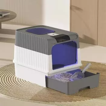 Стерилизованная ультрафиолетом песочница для кошек, большой кошачий туалет с ящиком, полностью закрытый кошачий туалет, большой объем, удаление запаха, кошачий туалет