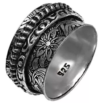 Sterling Meditation Ring Silver 925 All Spinner Handmade Size Solid Band 8