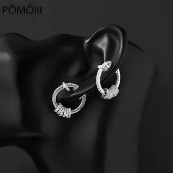 Серьги из стерлингового серебра Ag925 европейской и американской моды для женщин, темпераментные, универсальные, умные, люксовые ювелирные изделия бренда Monaco