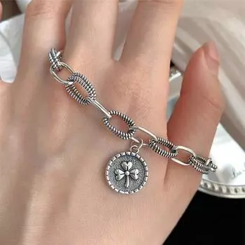 Sterling Silver Bracelet Female Jewelry Fashion Girl Personality Birthday Gift Opening Charm Adjustment