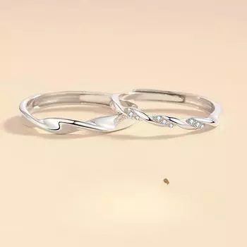 Кольца для пары из стерлингового серебра, легкое роскошное кольцо в стиле меньшинства opening adjustable
