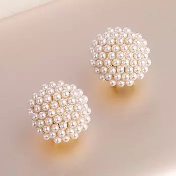 Sterling Silver Fancy M Small Pearl Women s Japanese and Korean-Style Ear Clip A0201 Gold (S925 Silver Needle) Rice Pearl