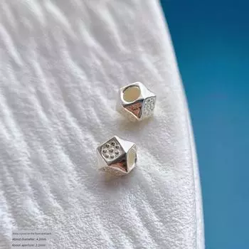 Sterling Silver Jewelry Accessories Fu Character Ping An Xi Le Octagonal Beads Spacer Beads Square Beads DIY Bracelet Necklace Ornament Accessories P2526 925 silver eight-edged beads