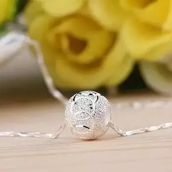 Sterling Silver Necklace - 1 Elegant Spinning Bead Pendant, Luxury Girl Ingot Chain Jewelry, Durable, Hypoallergenic, Nickel Free, Long-lasting 1