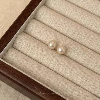 Sterling Silver Needle French Pearl Stud Earrings for Women Niche Style Fancy Retro Elegant Earrings Suitable for Winter Ear Rings 8mm pearl stud earrings