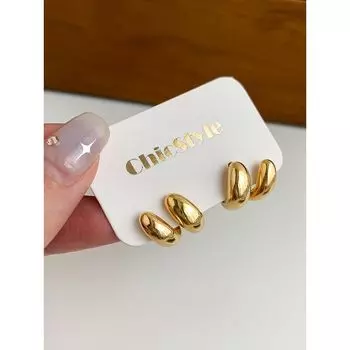 Sterling Silver Needle Metal Niche Design Front and Rear Hanging Earrings Fancy K-style Ins Frosty Style Stud Earrings Hipster Gold