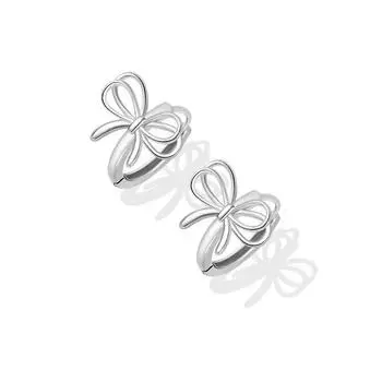 Sterling Silver S925 Sweet Bow Ear Clip Special-Interest Design French Style High Sense Women s Accessories Fashion 925 серебряный