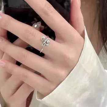 Кольцо Sweet Mori New Bow Opening с регулируемым женским дизайном, универсальное, с высоким чувством, из стерлингового серебра S925 opening adjustable серебряный