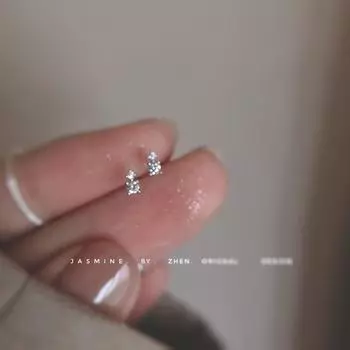 Sterling Silver Set of Bright Small Ear Studs Invisible Shiny Ear Bone Stud Ear-Caring Removal-Free before Sleep Earrings Female Earring Ear Bone Stud Sterling Silver small ear square gold pair