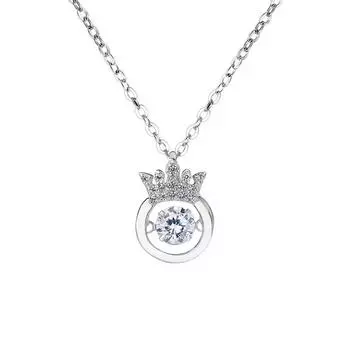 Ожерелье из стерлингового серебра Smart Crown Pulsatile Heart Light Luxury Minority All-Match Simple 925