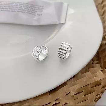 Круглые серьги-гвоздики из стерлингового серебра с текстурой для женщин Серьги-клипсы S925 Серьги в стиле Ins Special-Interest Design 925
