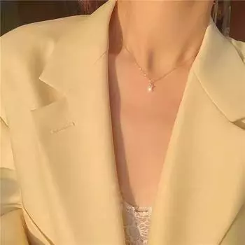 Стерлинговое серебро 925 пробы для всего тела, небольшой квадратный бриллиант, легкое роскошное ожерелье, простое темпераментное универсальное модное ожерелье, женская цепочка на ключицы 42cm+3cm