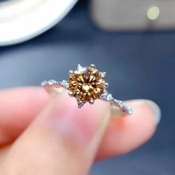 Стерлинговое серебро 925 пробы, винтажное шампанское, цитрин, Kristal Solitaire Cincin Wanita Berlian, штабелируемый Cincin Ulang Tahun Hadiah Ulang Tahun Antik Perak
