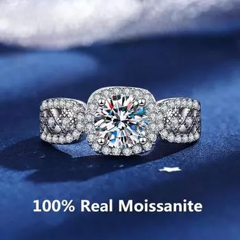 Стерлинговое серебро D Цвет 1 карат VVS Муассанит Женское роскошное предложение обручальное кольцо Винтажное кружевное кольцо S925 Сертификация ювелирных изделий 5