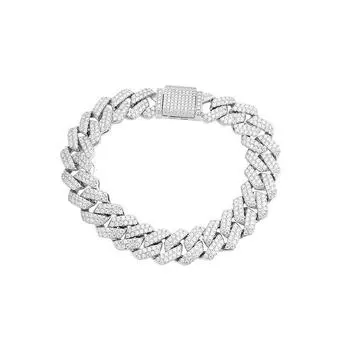 Стерлинговое серебро S925, европейский и американский хип-хоп, модный персонализированный кубинский браслет с микроинкрустацией из муассанита для мальчиков 21CM