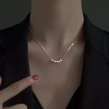 Стерлинговое серебро S925, фрагментированное серебро, несколько пар ожерелья, женские простые коммутирующие ветровые бусины в Instagram, цепочка на ключицы, подарок другу Adjustable size серебряный