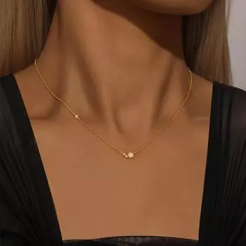 Стерлинговое серебро S925, индивидуальное 1 шт., ожерелье с опалом, позолоченное, простое круглое ювелирное изделие с опалом, подарок для женщин, повседневная одежда золотой