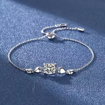 Стерлинговое Серебро S925 Mosang Браслет с Головой Быка с Бриллиантами Карта Домашнее Золото Классический Один Карат D-Цвет С Платиновым Покрытием zircon