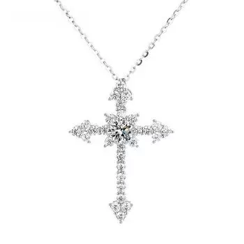 Стерлинговое серебро S925 Муассанит 0,5 карата настоящий D цвет VVS класс крест ожерелье кулон с бриллиантом тест прошлое высокое ожерелье ювелирные изделия