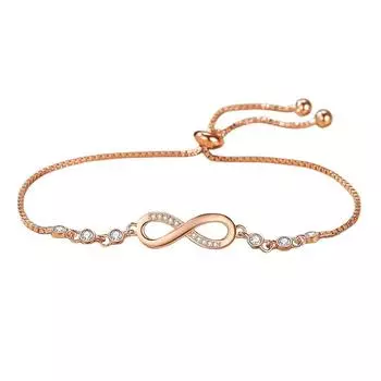 Стерлинговое серебро S925, номер 8, символ цикла, модный браслет, женский браслет с бриллиантами Adjustable size