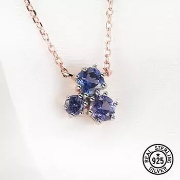 Стерлинговое серебро S925, новое ожерелье с нано-танзанитом, розовое золото, гальваническое разделение цветов 925 silver
