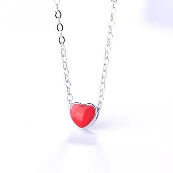 Стерлинговое серебро S925, простое эпоксидное ожерелье в форме сердца в форме сердца, женское простое модное короткое ожерелье, ожерелье в корейском стиле 925