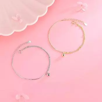 Стерлинговое серебро S925, японские и корейские круглые бусины, двухслойный браслет-колокольчик, дизайн лесной ниши, браслет-цепочка из змеиной кости для женщин Adjustable size