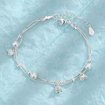 Стерлинговое серебро S925, серебряные бусы на удачу, двухслойный браслет «Утренняя слава», простой стиль, сладкая беглая принцесса, браслет с цветком ландыша silver