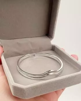 Стерлинговое серебро S999, двойная линия, гладкое лицо, персонализированный серебряный браслет, цельный серебряный браслет, простая геометрическая линия, универсальный подарок для девочек Adjustable size серебряный