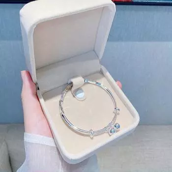 Стерлинговое серебро S999 Меньшинство Mobius Твердый браслет из стерлингового серебра Женский Tiktok Открытие Квадратная кнопка Жареное тесто Повороты Серебряный браслет Adjustable size