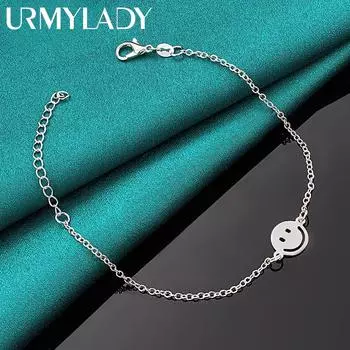 Стерлингового Серебра 925 Круглый Улыбающееся Лицо 20 см Браслет для Женщин Свадьба Помолвка Модные Очаровательные Ювелирные Изделия 20cm