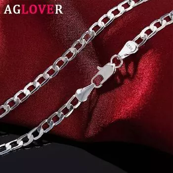 Стерлингового серебра 925 пробы 16/18/20/22/24/26/28/30 дюймов 4 мм ожерелье с боковой цепочкой для женщин мужчин модные свадебные украшения подарки 75cm серебряный