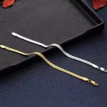 Стерлингового серебра 925 пробы, 18-каратное золото, 6 мм, браслеты-цепочки, ожерелье для женщин, модные вечерние свадебные аксессуары, комплекты ювелирных изделий, подарки 60cm золотой