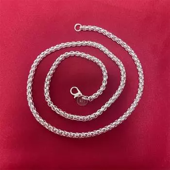 Стерлингового Серебра 925 пробы, 5 мм, круглая цепочка в коробке, 18/20/24 дюймов, ожерелье для женщин и мужчин, модные свадебные, помолвочные, очаровательные ювелирные изделия 50cm