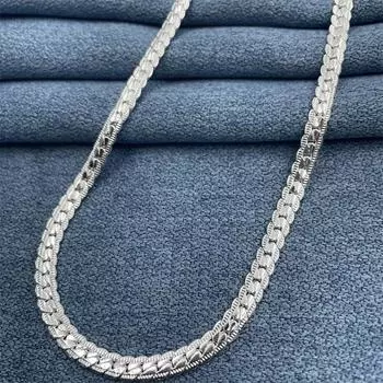 Стерлингового Серебра 925 пробы, 6 мм, боковая цепочка, 8/18/20/22/24 дюймов, ожерелье для женщин и мужчин, модные свадебные, помолвочные ювелирные изделия, подарок 45cm
