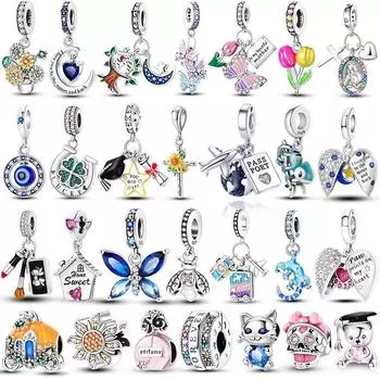 Стерлингового серебра 925 пробы, бабочка, самолет, сердце, подвески, бусины, браслеты, бутик, ювелирные изделия, подарок