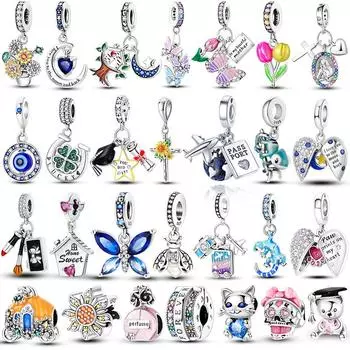 Стерлингового серебра 925 пробы, бабочка, самолет, сердце, подвески, бусины, браслеты, бутик, ювелирные изделия, подарок