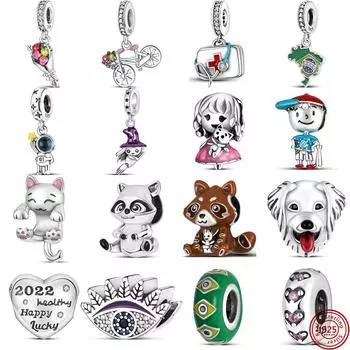 Стерлингового серебра 925 пробы, букет из енота, велосипеда, медицинский набор, бразильские бусины для мальчиков и девочек, подходят для оригинального браслета-подвески, женские украшения «сделай сам» CHINA