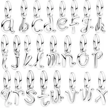 Стерлингового серебра 925 пробы, буква AZ, алфавит, подвеска, подходит для оригинального браслета, сделай сам, индивидуальное имя, ювелирные аксессуары