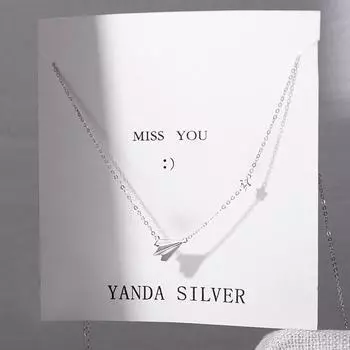 Стерлингового серебра 925 пробы, бумажный самолетик, кулон, ожерелье с кубическим цирконием, цепочка на ключицу, ожерелье, ювелирные изделия для женщин, ежедневные подарки, S-N581 45cm