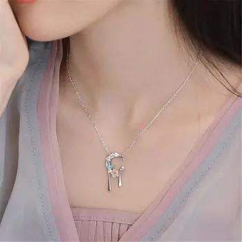 Стерлингового серебра 925 пробы, цепочка на ключицы, лунная ракушка, цветок, подвеска, ожерелье, подвеска, женские свадебные украшения, аксессуары, колье Dz072