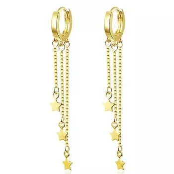 Стерлингового серебра 925 пробы, цепочка с кисточками, звездная бусина, корейские длинные серьги-капли для женщин, свадебные эффектные ювелирные изделия Eh729 серебряный