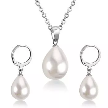 Стерлингового серебра 925 пробы, цветной жемчужный кулон, ожерелье, серьги-кольца, белая слезинка для женщин и девочек, свадебная вечеринка, хорошие подарки
